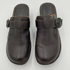 Bjorndal KellyAnne Size 6 Womens Shoes Mule Clog Wedge Heel 136221 Brown Leather